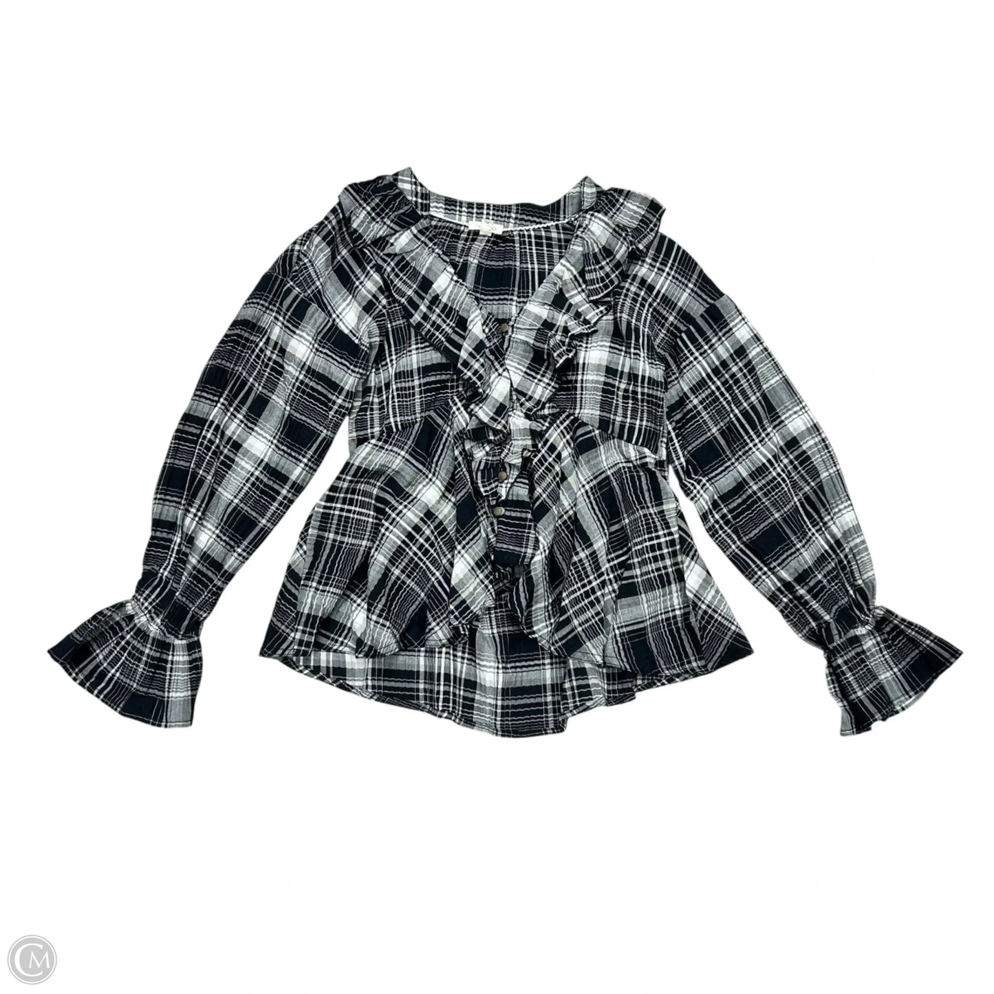 Top Long Sleeve By Pilcro In Black & White, Size: Xxs