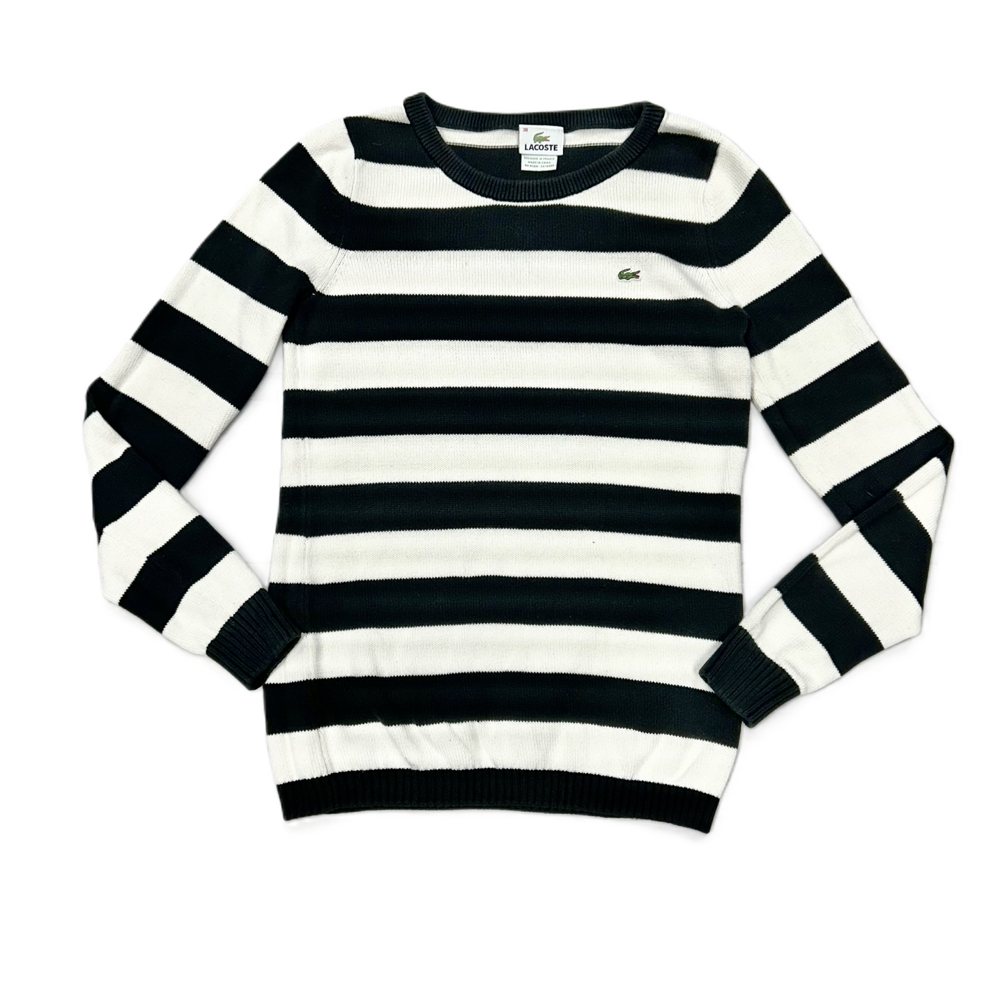 Sweater By Lacoste In Black & White, Size: S