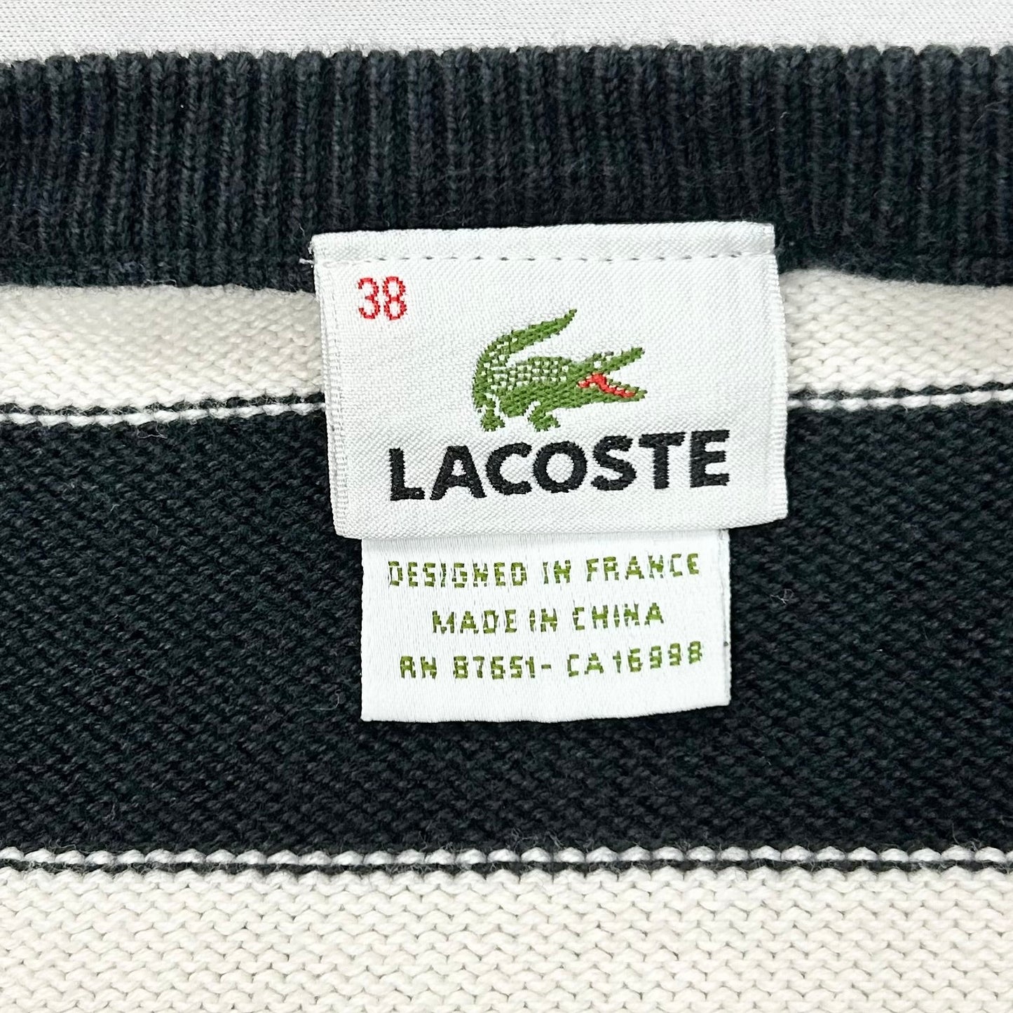 Sweater By Lacoste In Black & White, Size: S