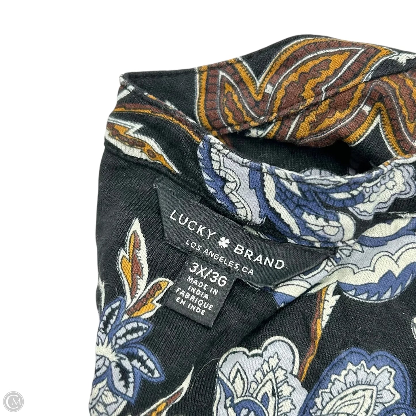 Top Long Sleeve By Lucky Brand In Blue & Brown, Size: 3x