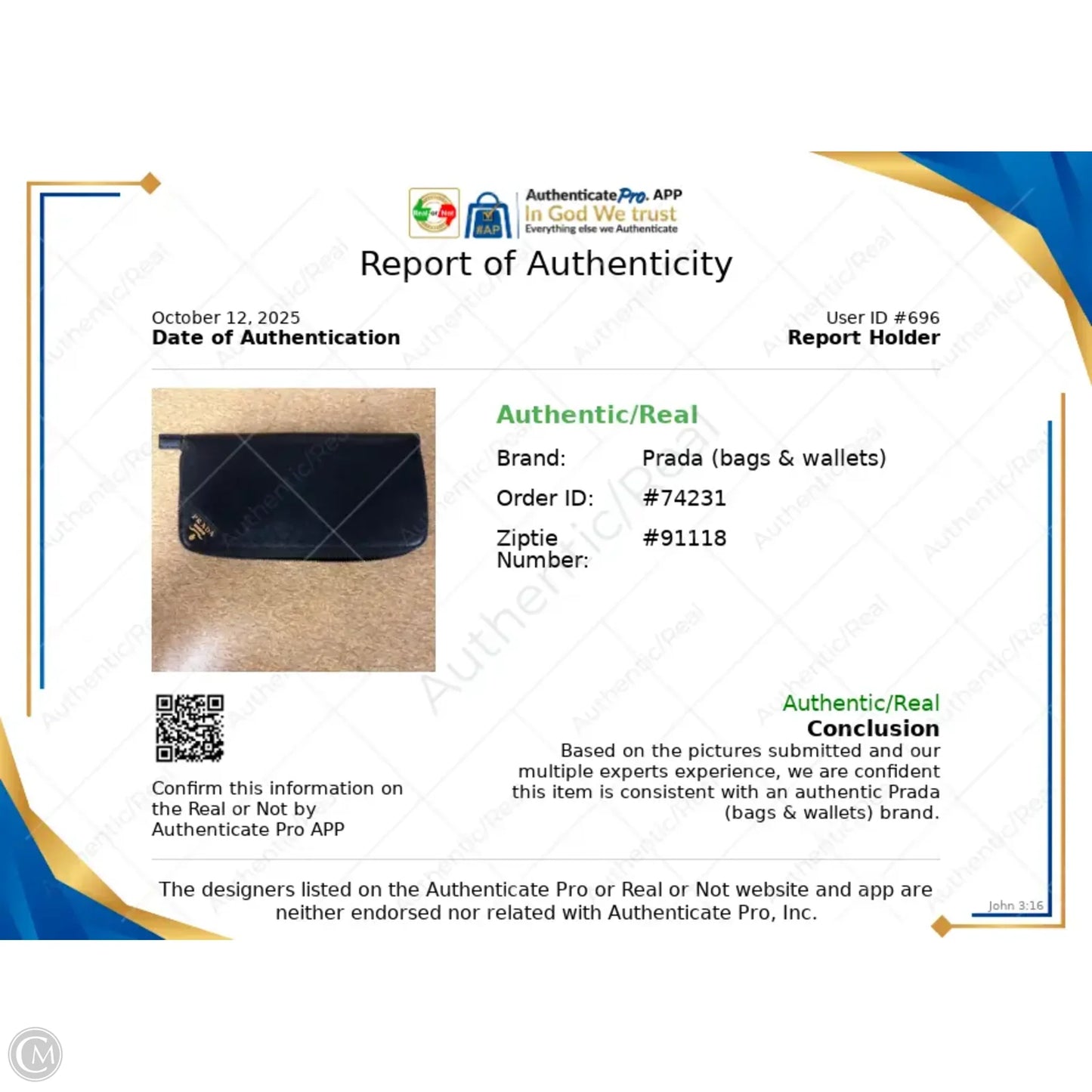 Wallet Luxury Designer By Prada, Size: Large