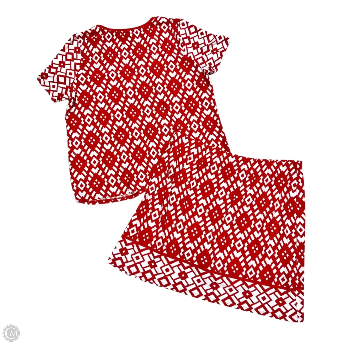 Skirt Set 2pc By Susan Graver In Red & White, Size: L