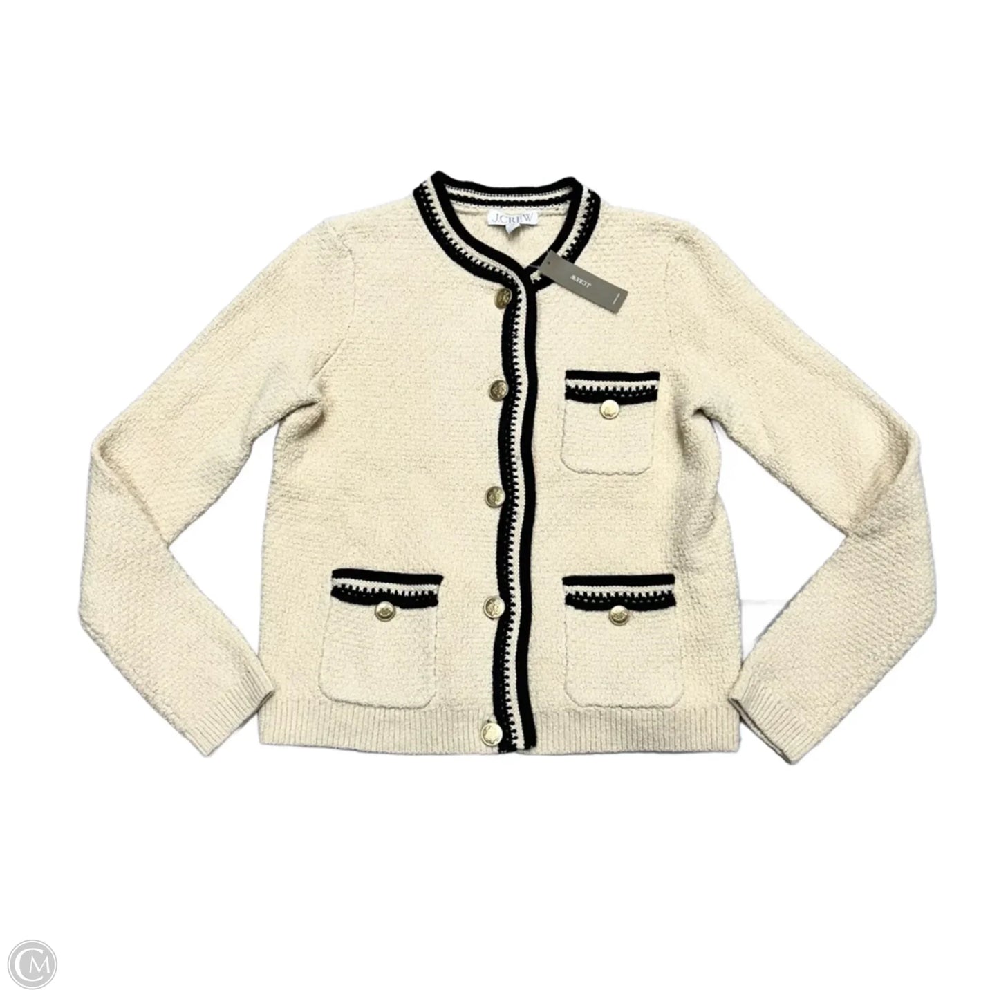 Sweater Cardigan By J. Crew In Black & Cream, Size: Xs