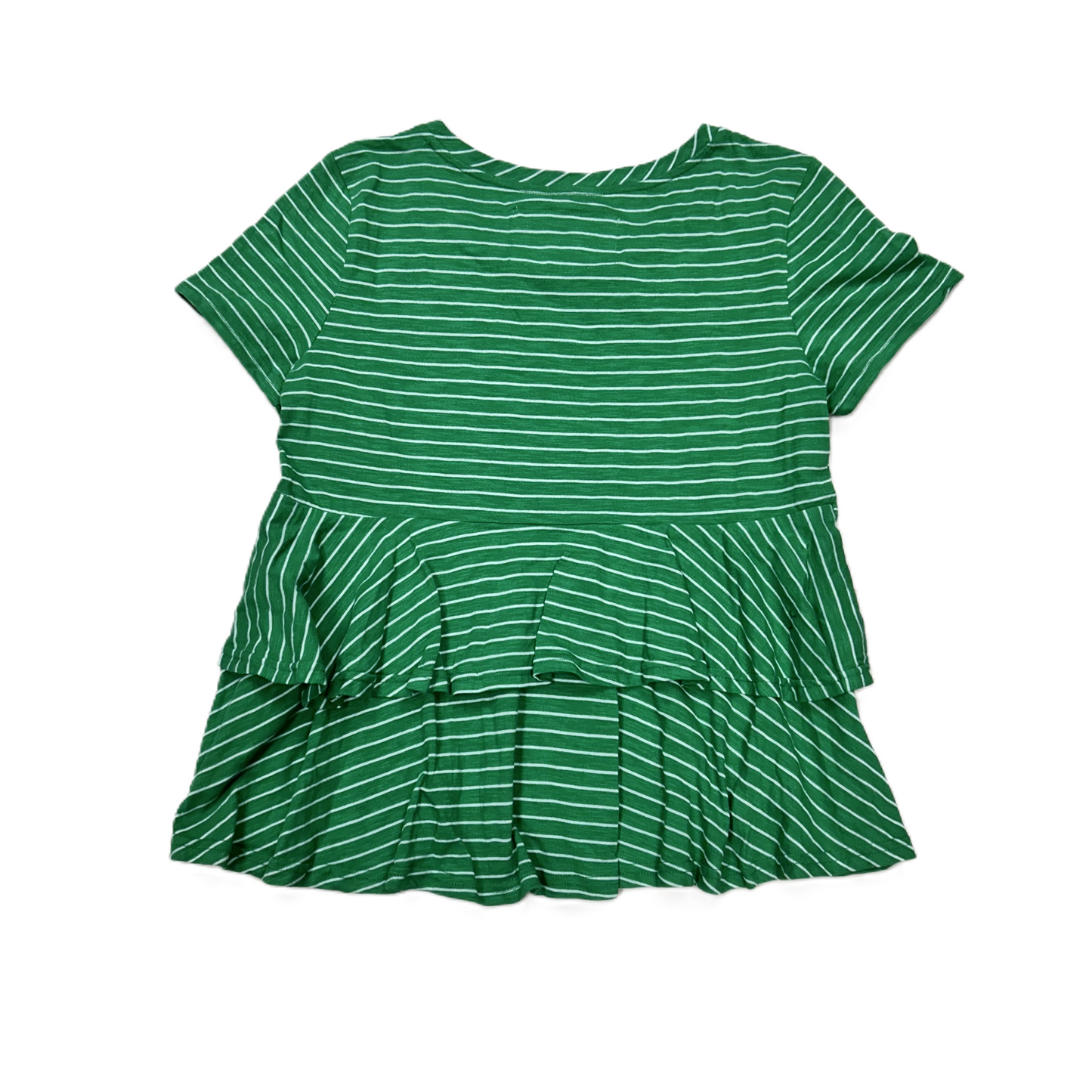 Top Short Sleeve By Anthropologie In Green & White, Size: S