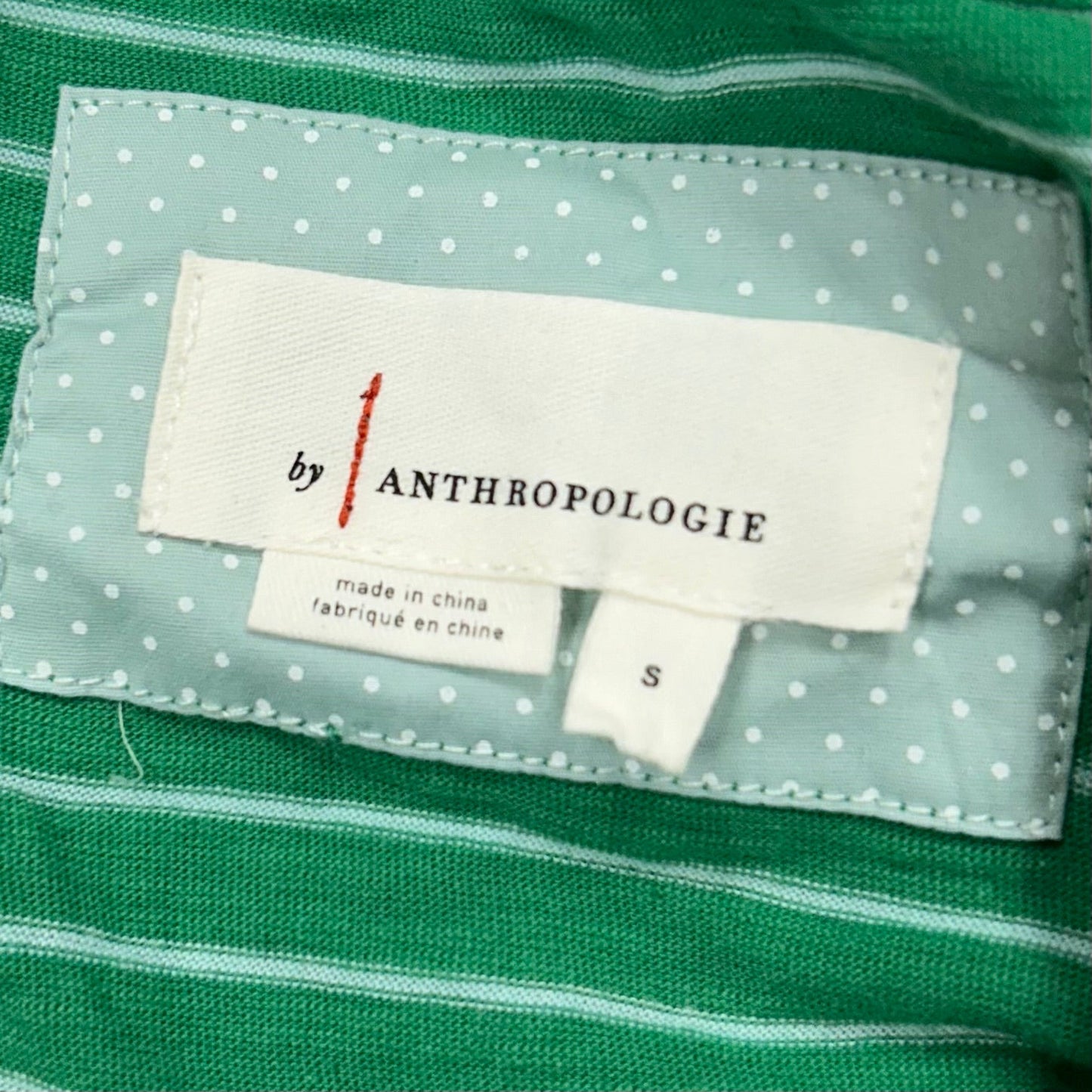 Top Short Sleeve By Anthropologie In Green & White, Size: S