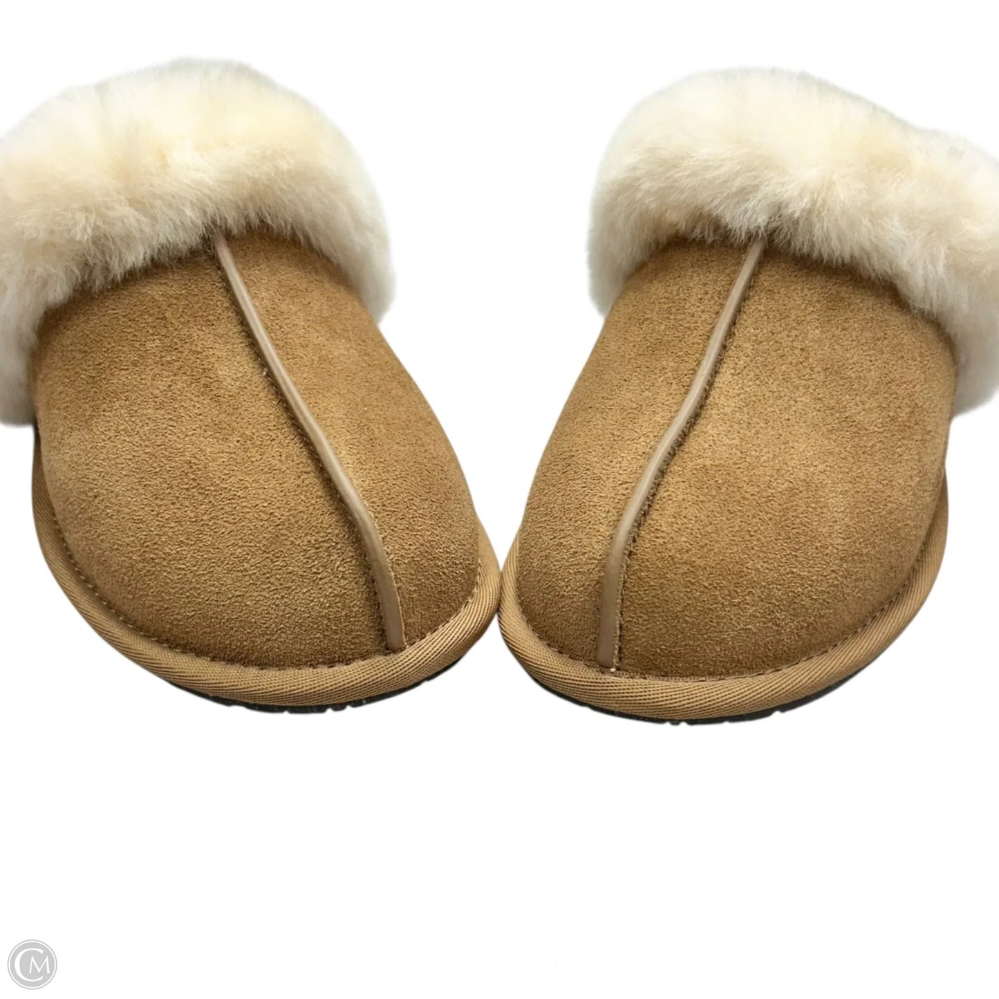 Slippers Designer By Ugg In Brown & Cream, Size: 6