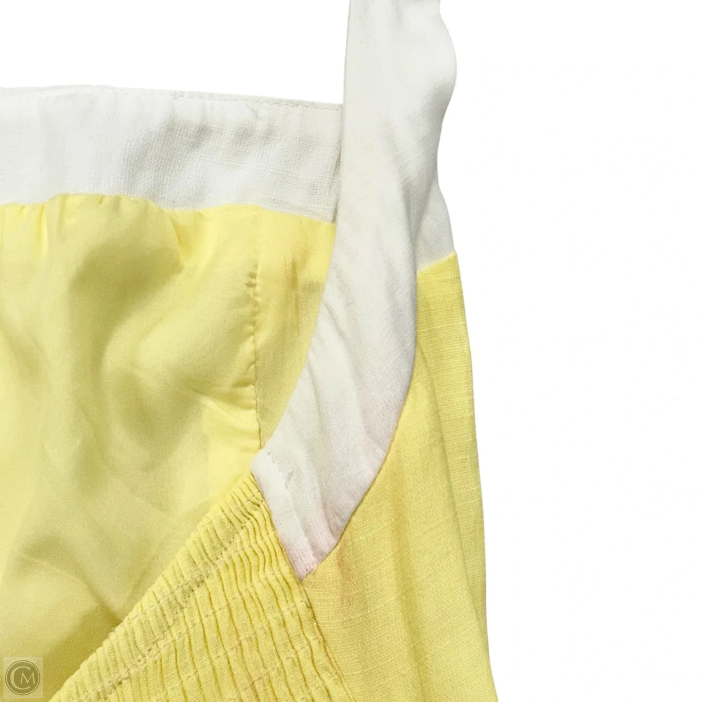 Dress Casual Short By Hello Molly In White & Yellow, Size: M