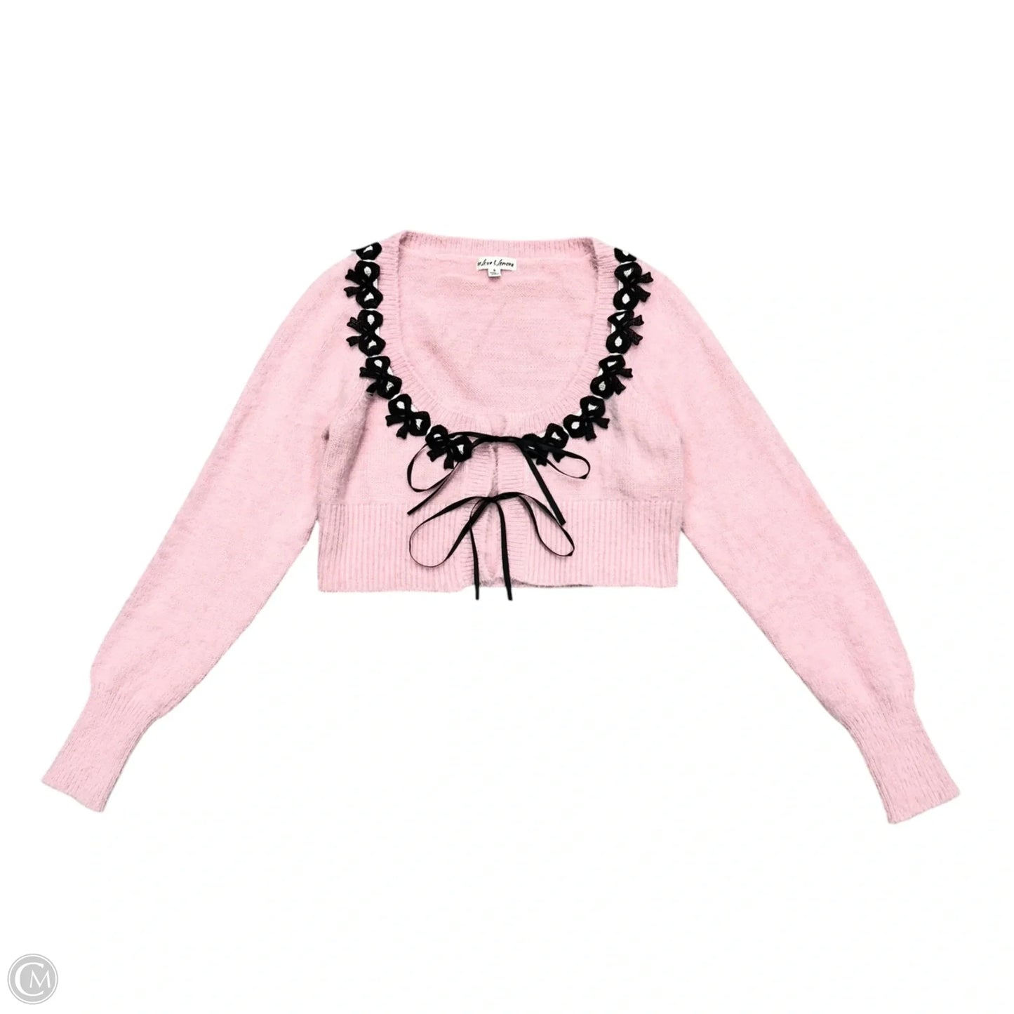 Sweater Cardigan By For Love & Lemons In Black & Pink, Size: S