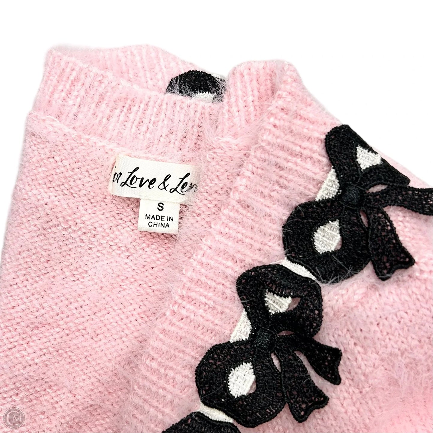 Sweater Cardigan By For Love & Lemons In Black & Pink, Size: S