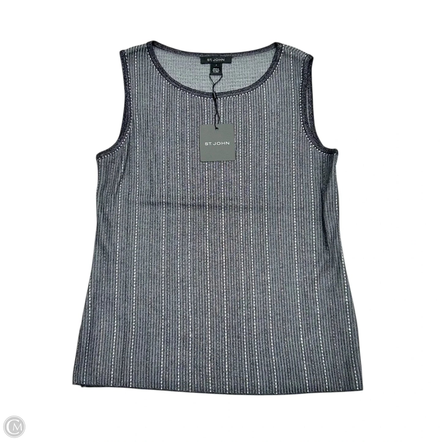 Tank Top By St. John In Black & Silver, Size: S