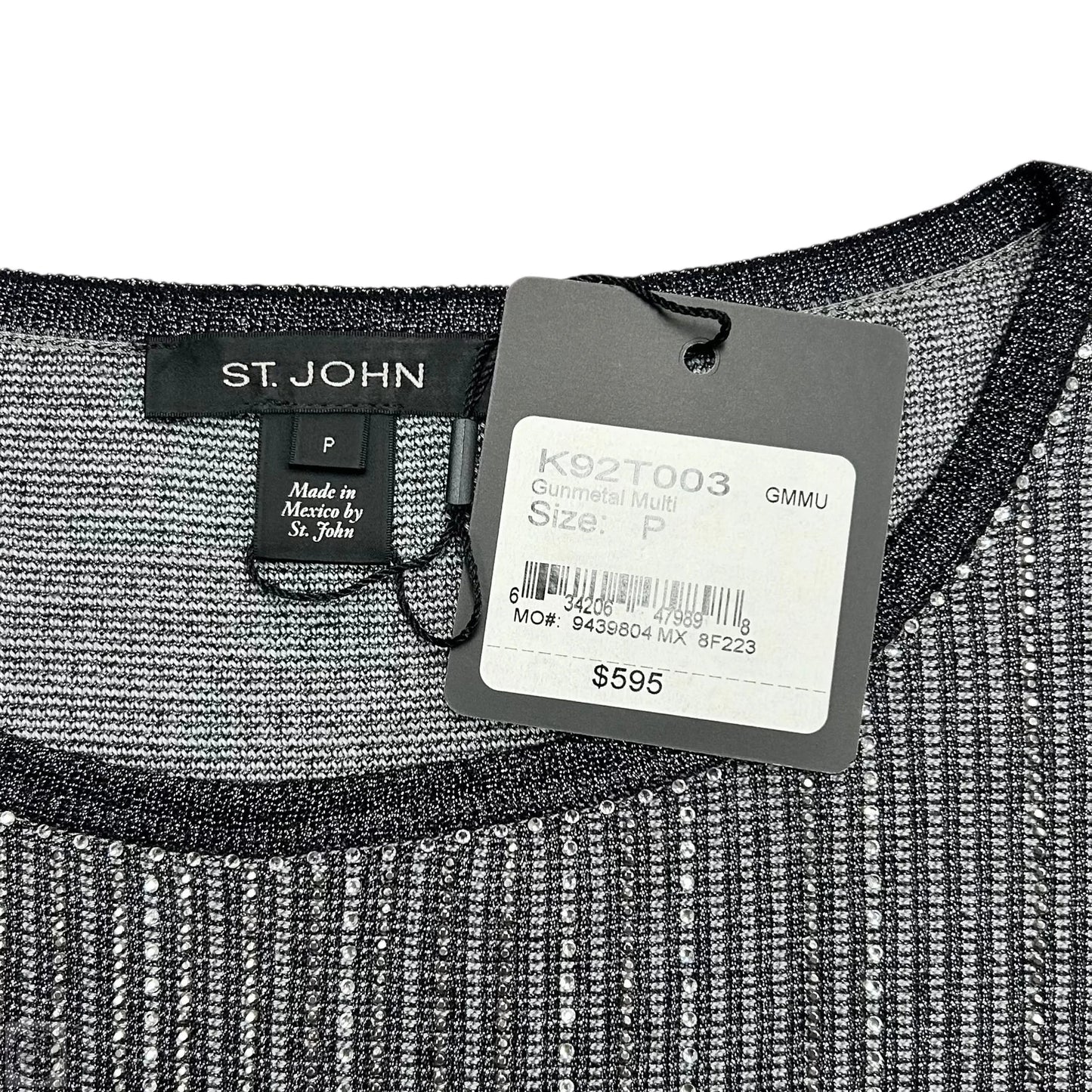 Tank Top By St. John In Black & Silver, Size: S