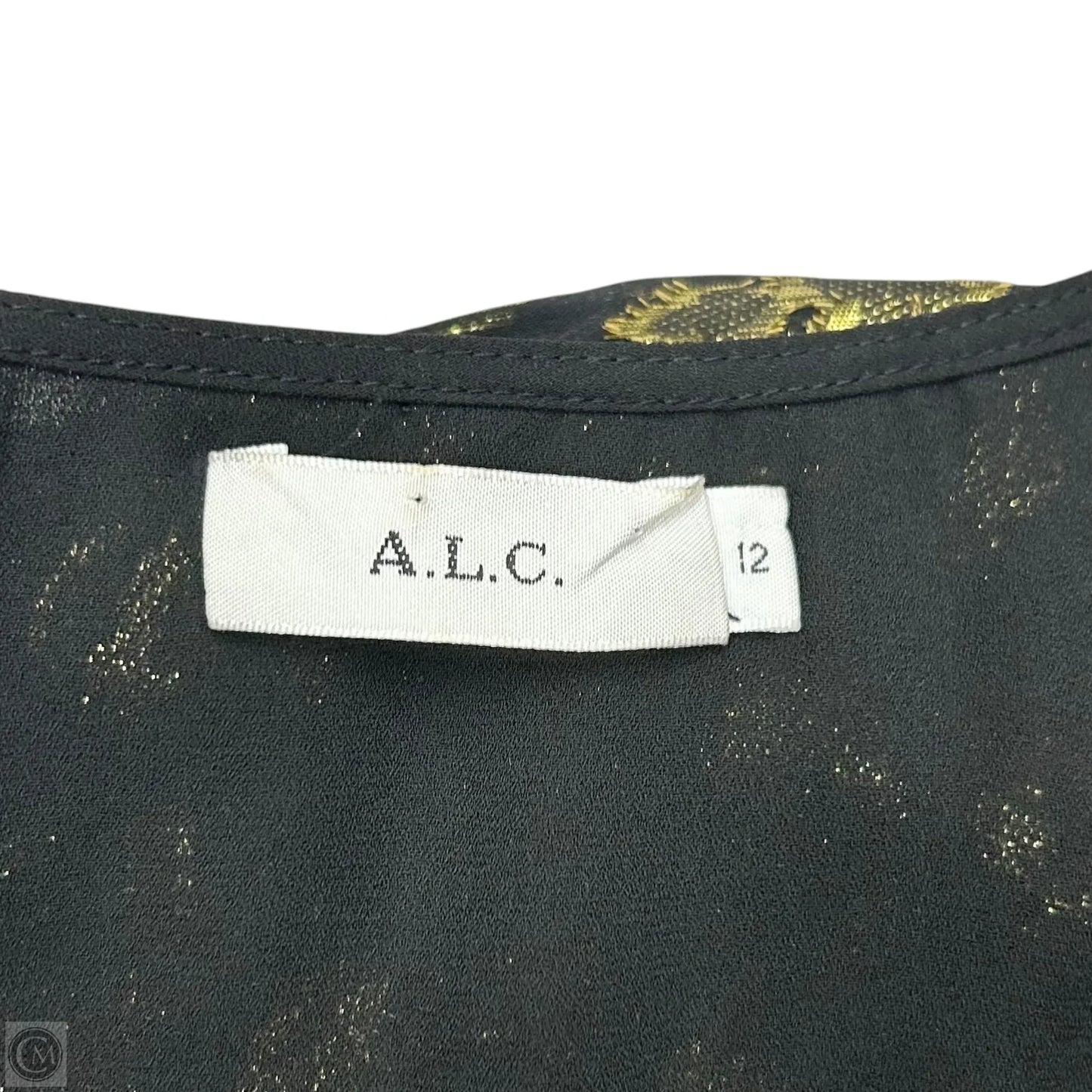 Blouse Long Sleeve By Alc In Black & Gold, Size: L