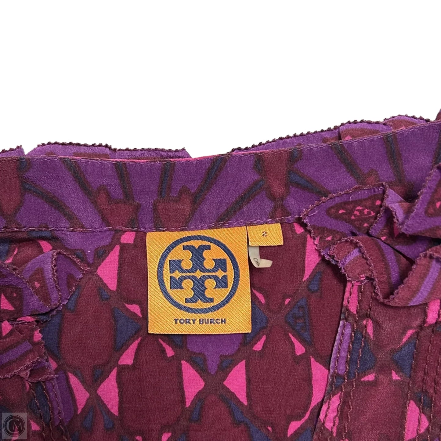 Top 3/4 Sleeve Designer By Tory Burch In Purple, Size: Xs