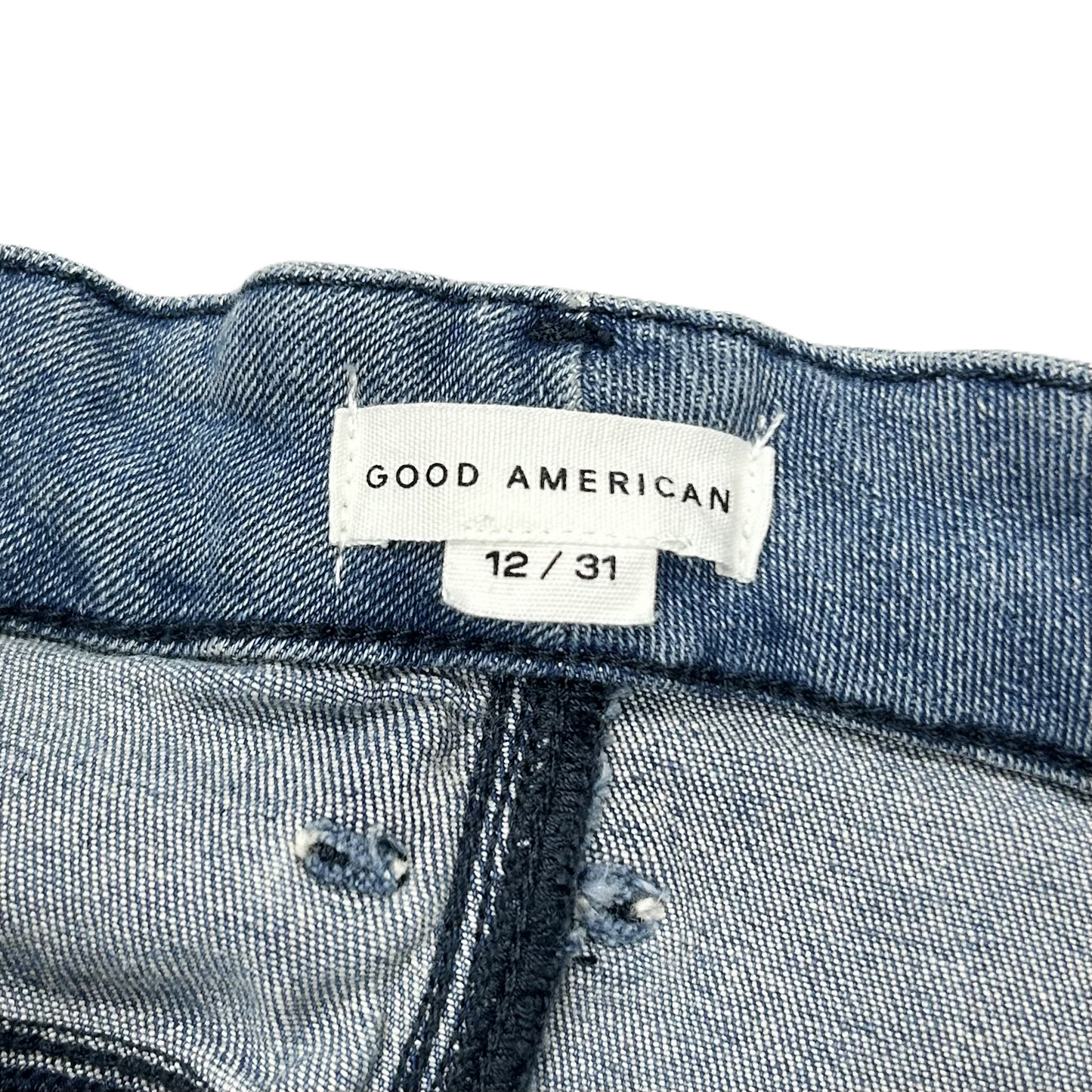 Jeans Straight By Good American In Blue Denim, Size: 12