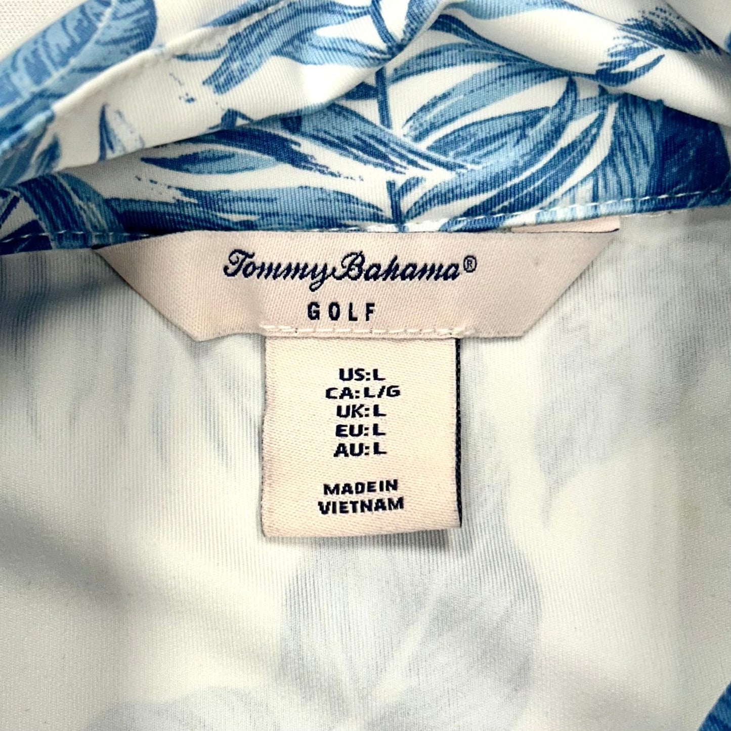 Blue & White Athletic Top Long Sleeve Collar By Tommy Bahama, Size: L