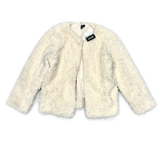 Jacket Faux Fur & Sherpa By Kensie In Ivory, Size: L/Xl