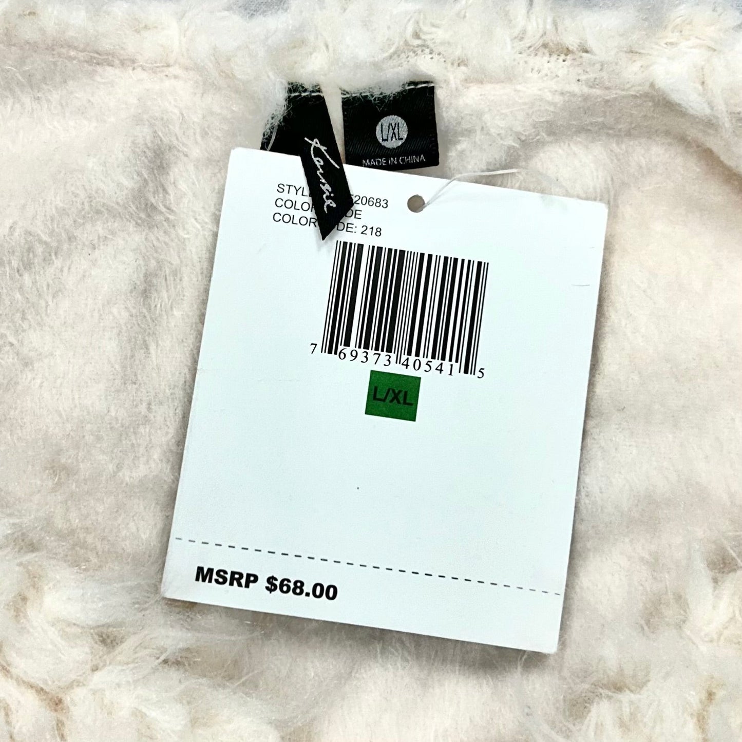 Jacket Faux Fur & Sherpa By Kensie In Ivory, Size: L/Xl