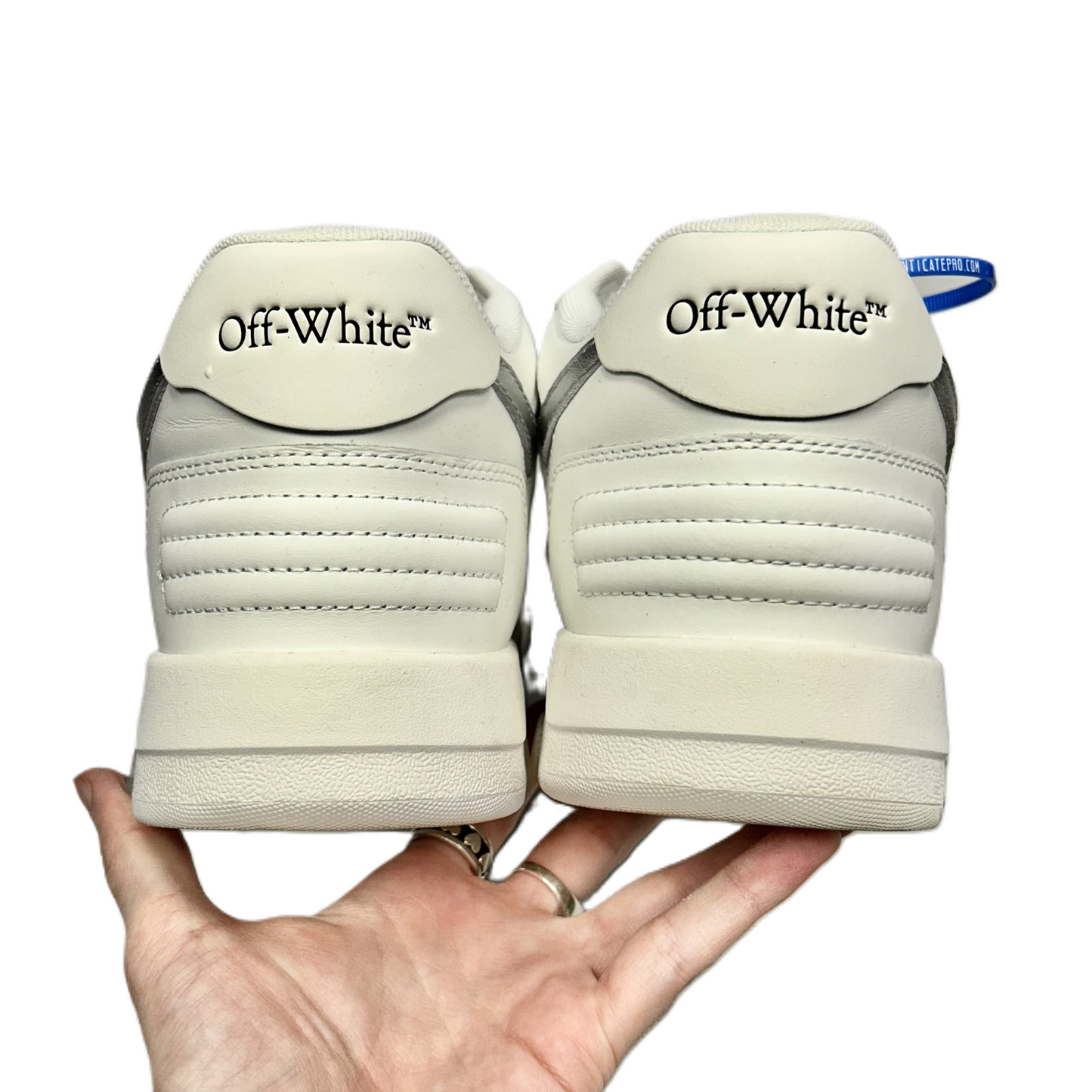 Shoes Luxury Designer By Off-white In Silver & White, Size: 11.5