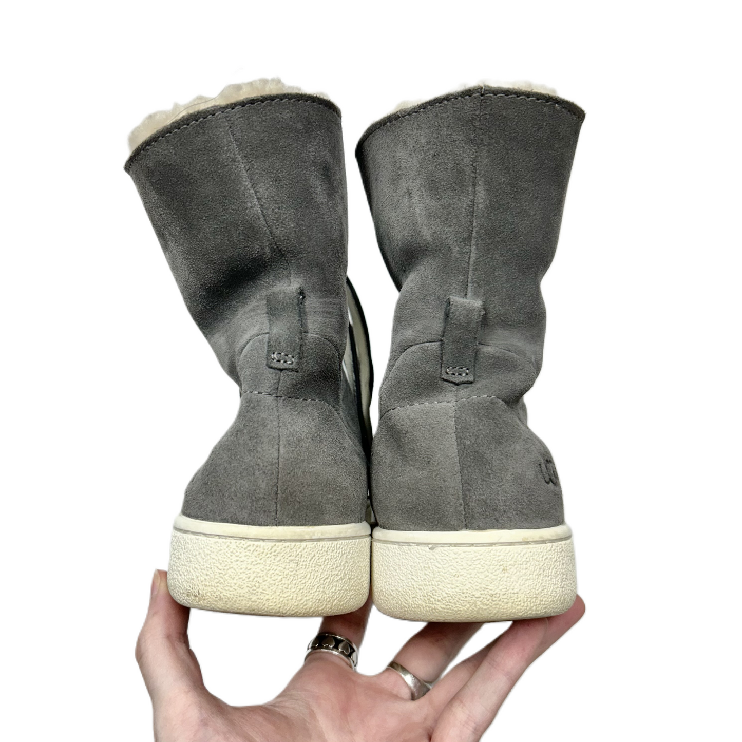 Shoes Designer By Ugg In Grey & White, Size: 7.5