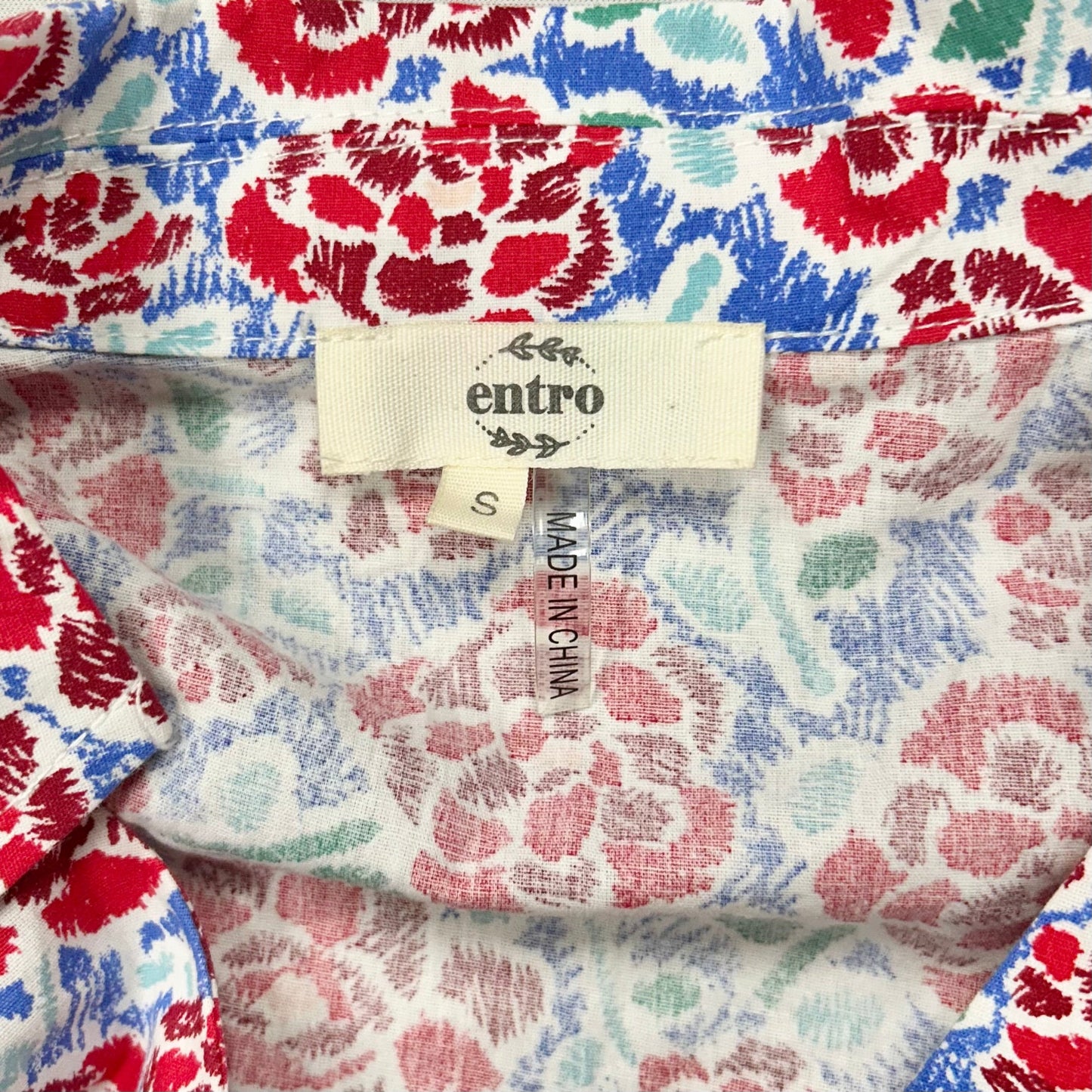 Top 3/4 Sleeve By Entro In Blue & Red, Size: S