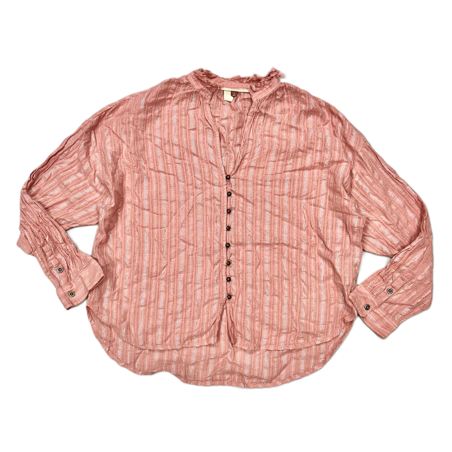 Top Long Sleeve By Pilcro In Pink & Silver, Size: M