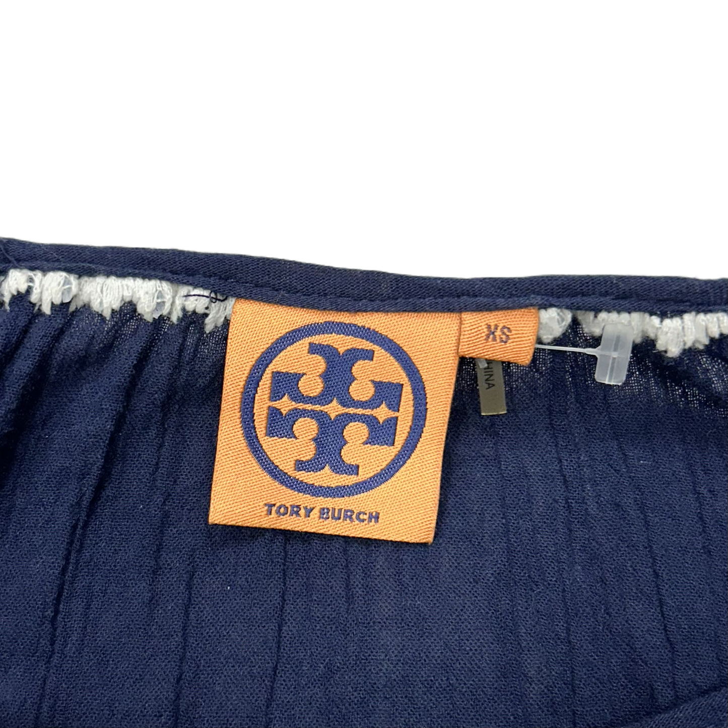 Top Long Sleeve Designer By Tory Burch In Blue & White, Size: Xs