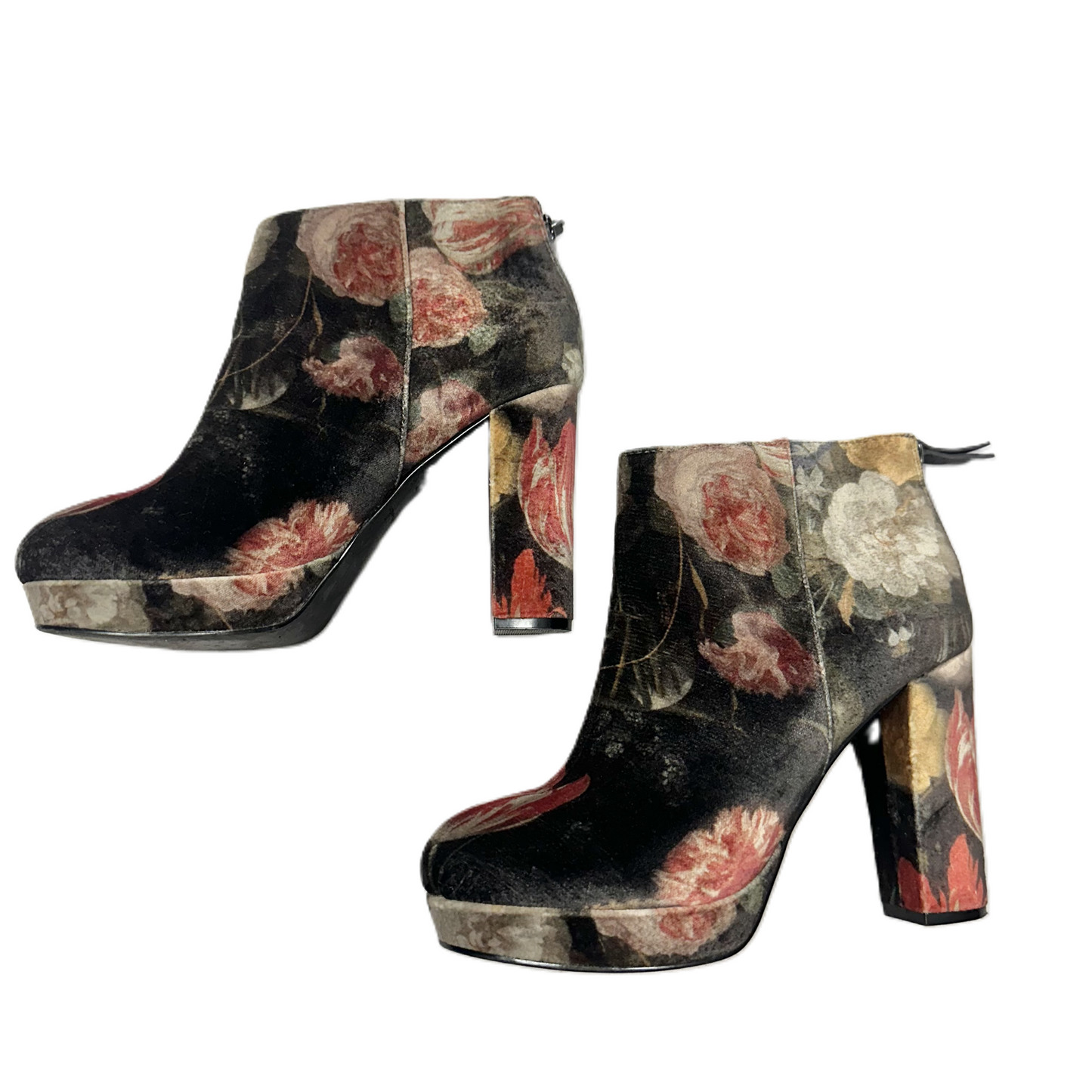 Boots Ankle Heels By Bettye Muller In Floral Print, Size: 7