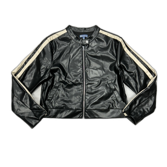 Jacket Leather By Democracy In Black & Cream, Size: L