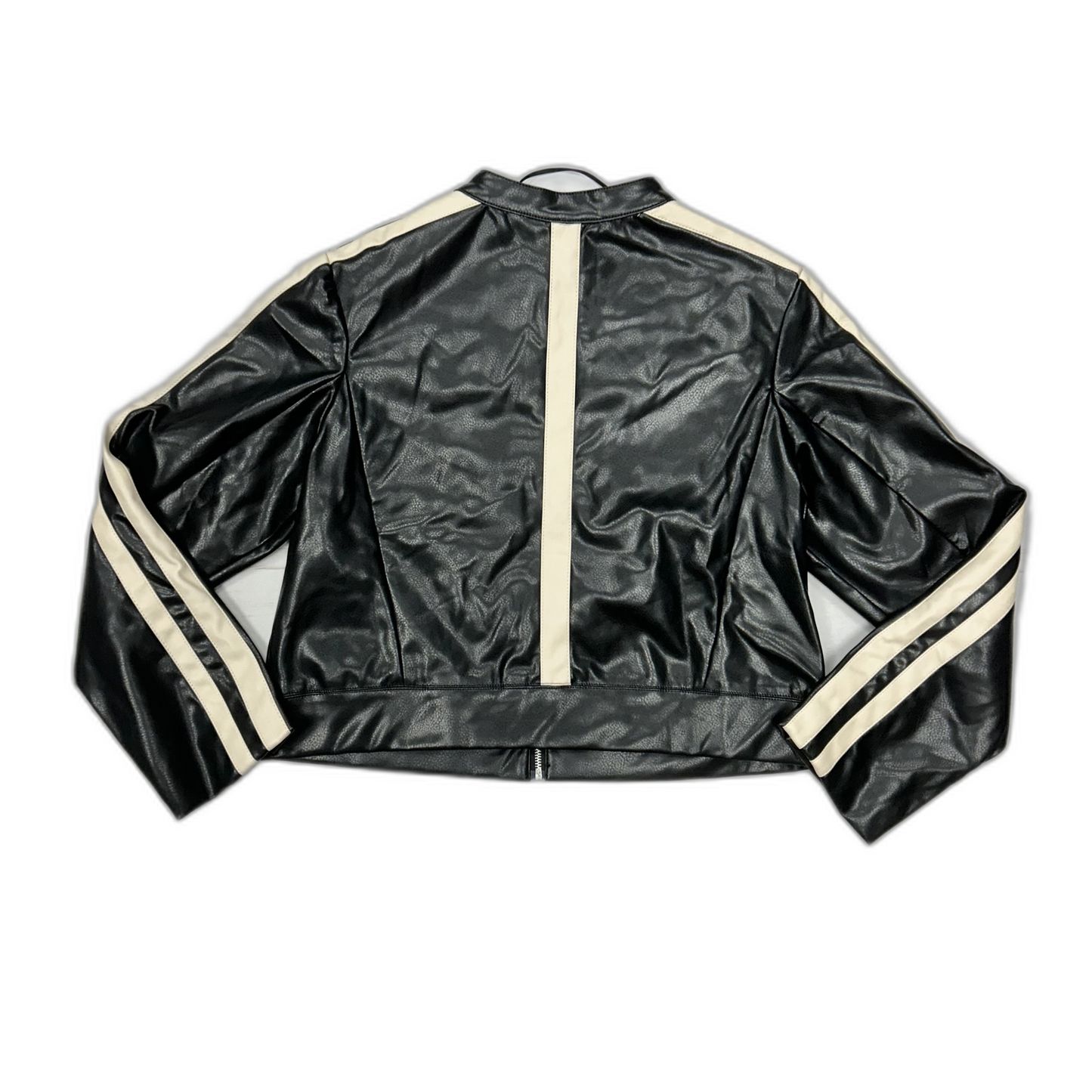 Jacket Leather By Democracy In Black & Cream, Size: L