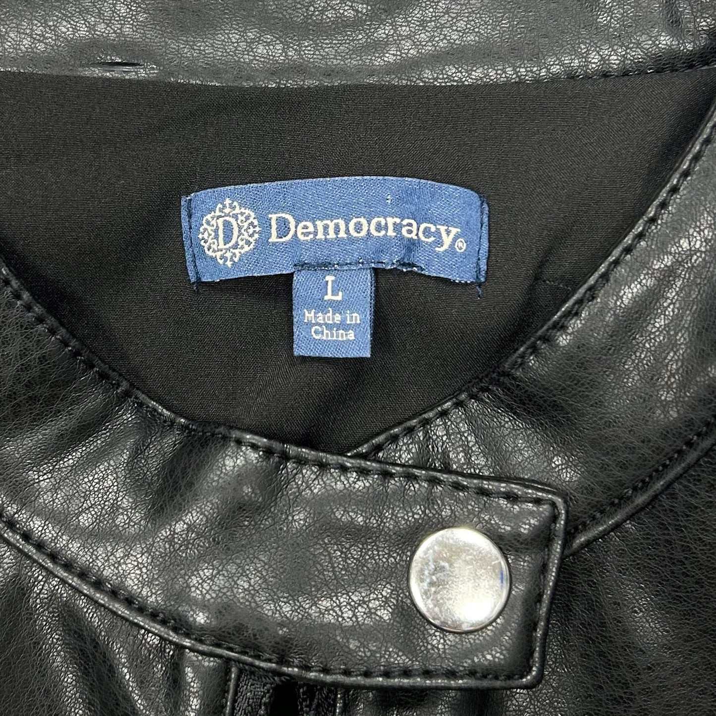 Jacket Leather By Democracy In Black & Cream, Size: L