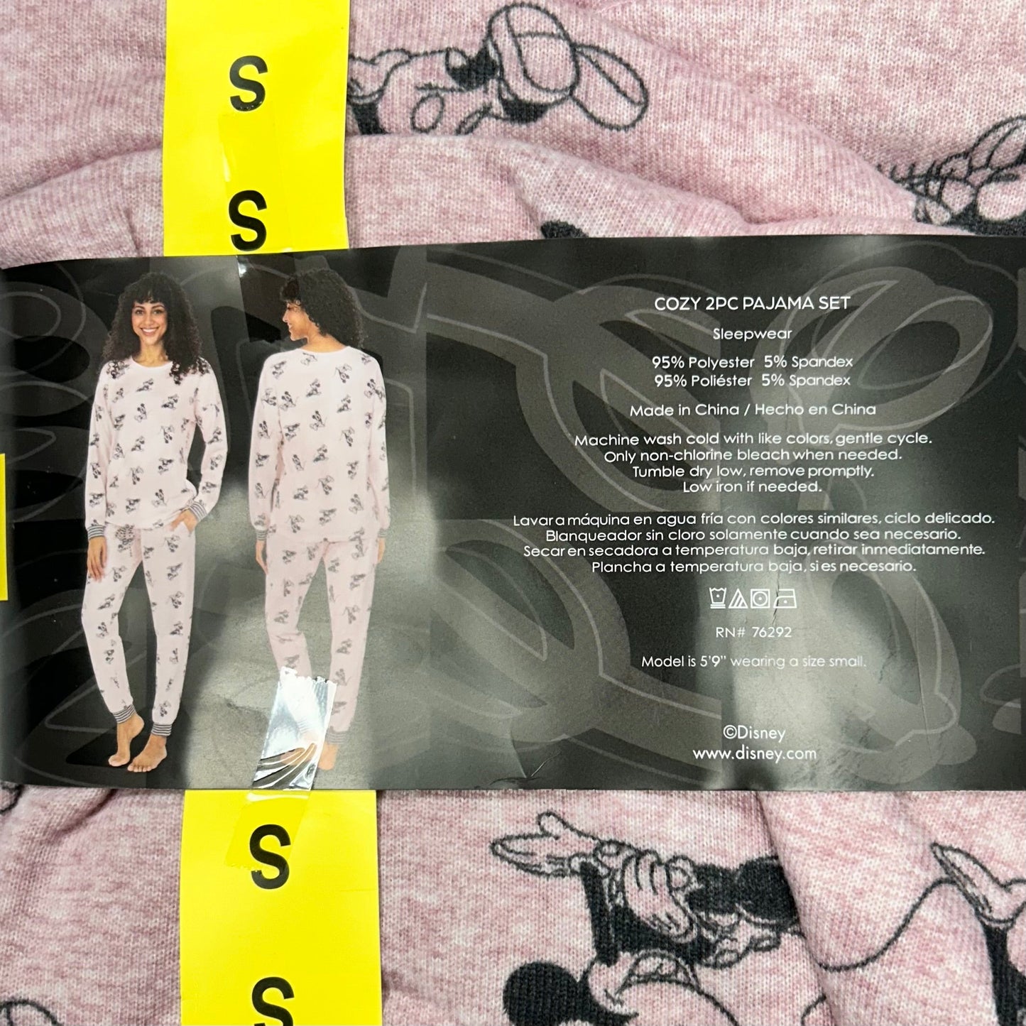 Pajamas 2pc By Disney Store In Black & Pink, Size: S