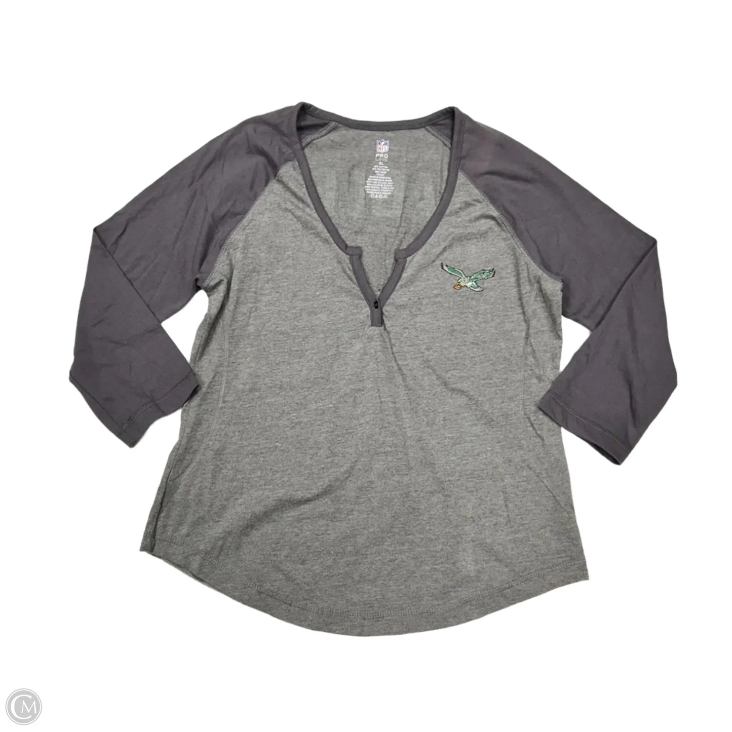 Top 3/4 Sleeve By Nfl In Grey, Size: Xl