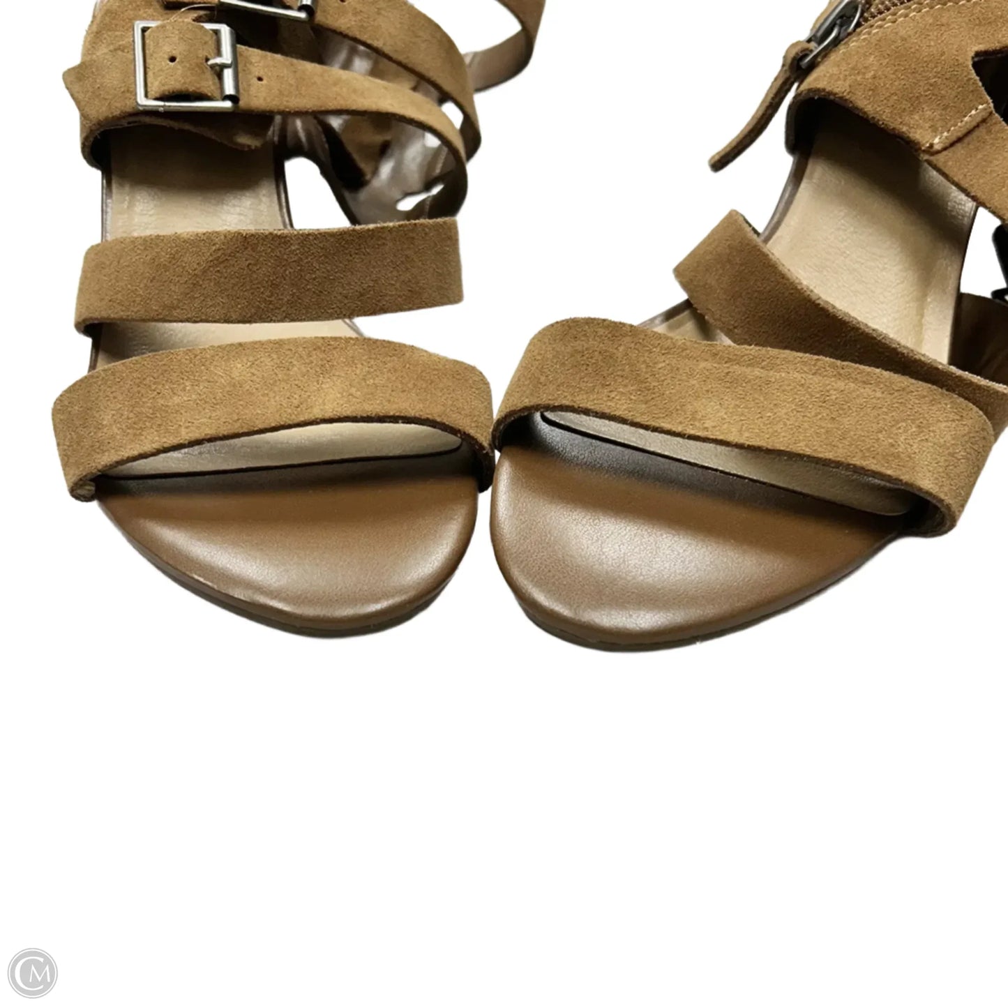 Sandals Heels Wedge By Crown Vintage In Brown, Size: 9