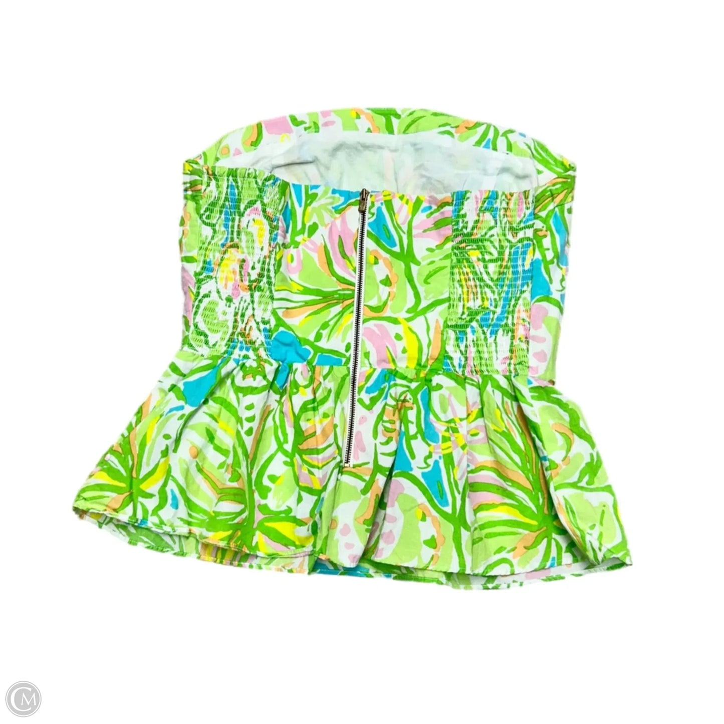 Top Sleeveless Designer By Lilly Pulitzer In Green & White, Size: M