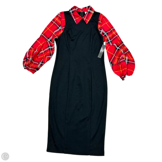 Dress Casual Midi By New York And Co In Black & Red, Size: S