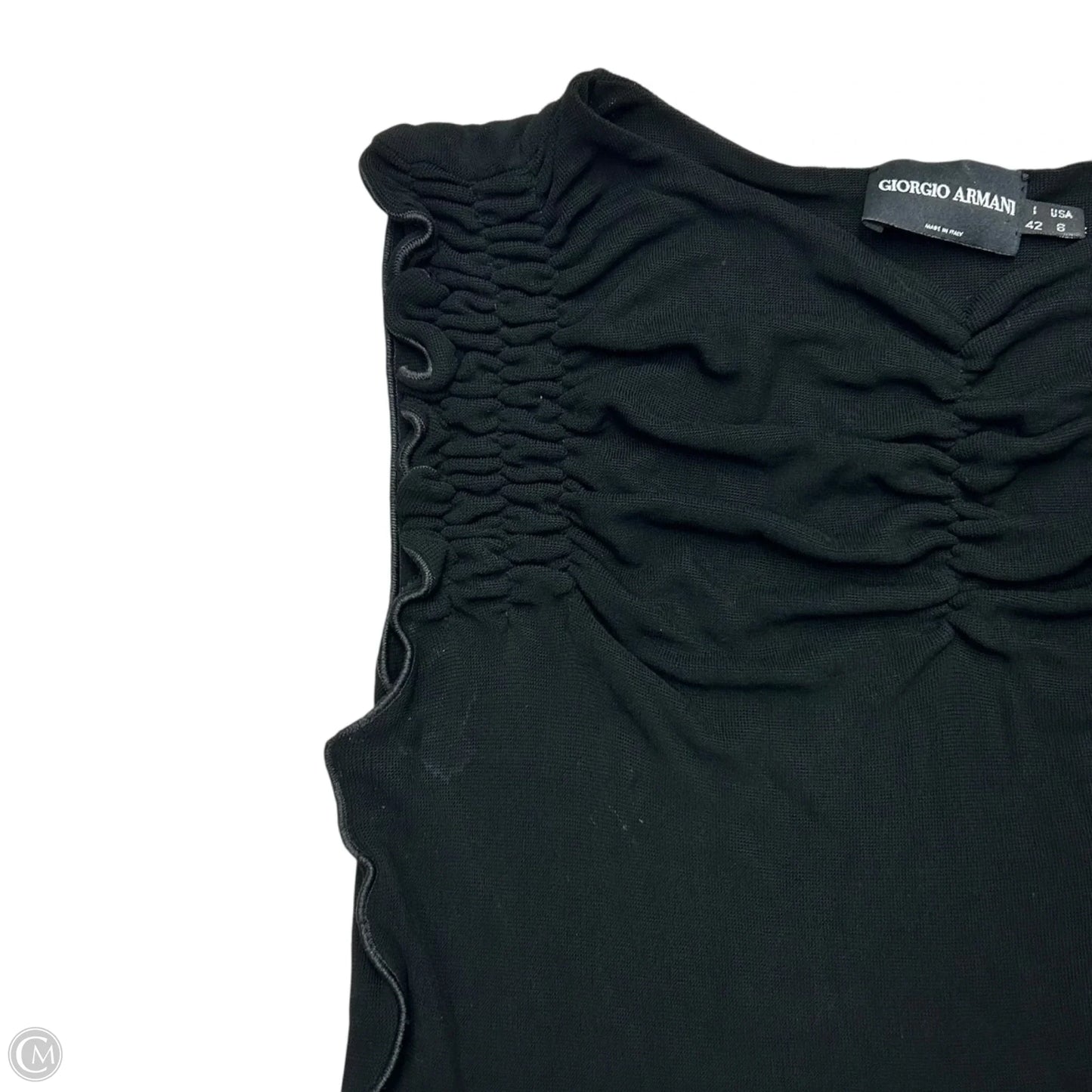 Top Short Sleeve Designer By Giorgio Armani In Black, Size: M