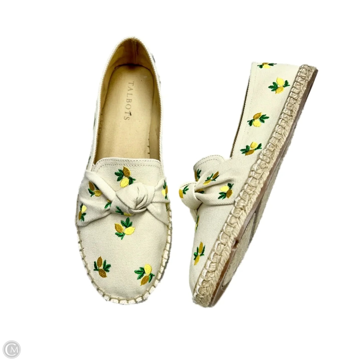 Shoes Flats By Talbots In White & Yellow, Size: 8.5
