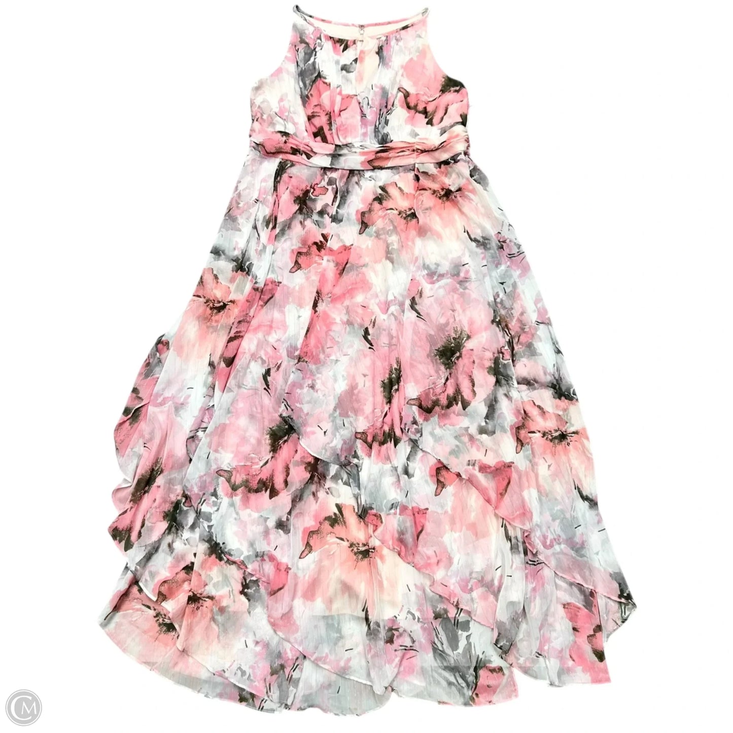 Dress Party Long By R And M Richards In Pink & White, Size: 2x