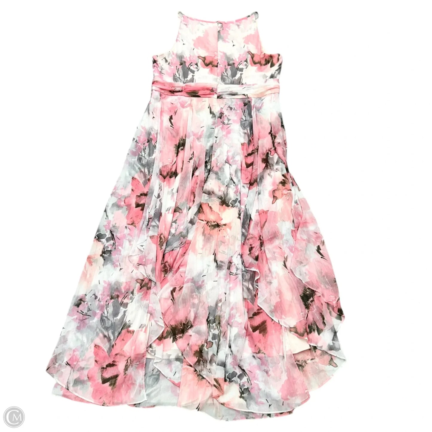 Dress Party Long By R And M Richards In Pink & White, Size: 2x