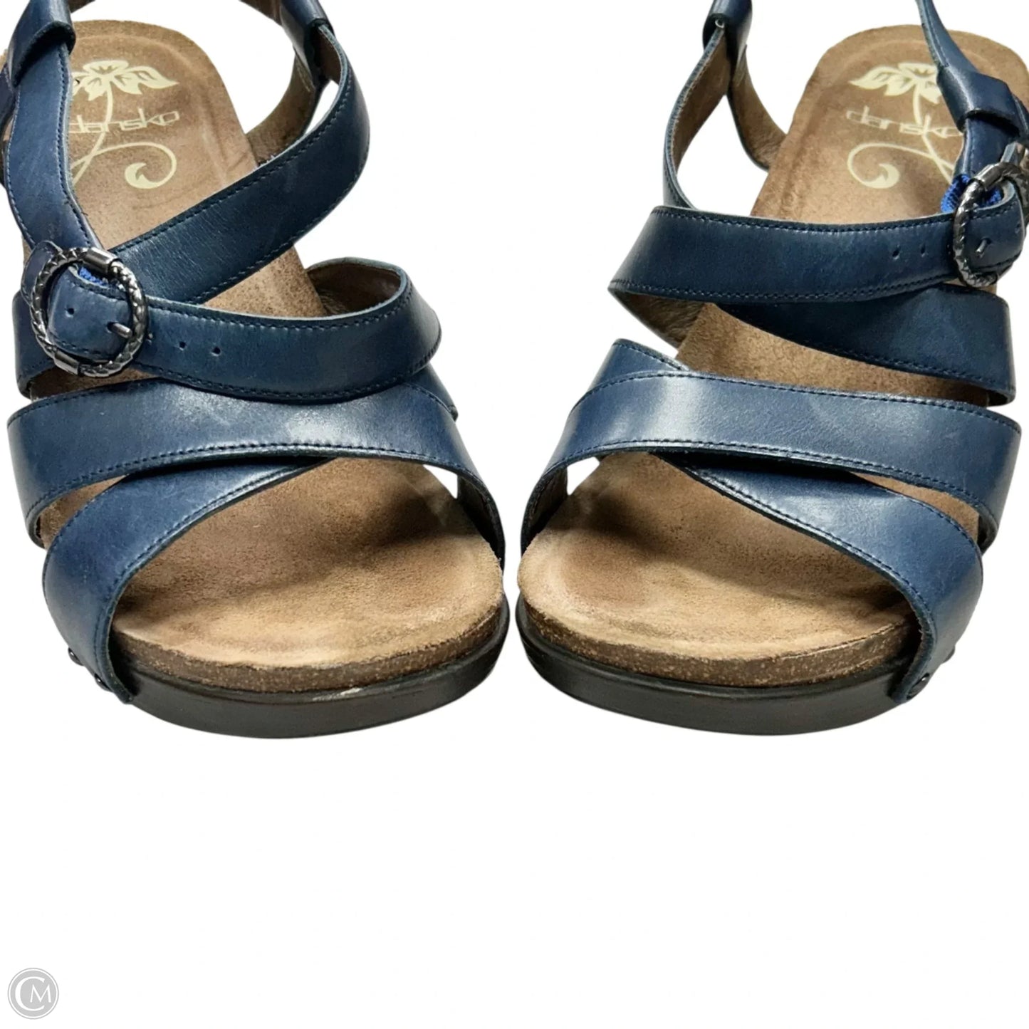 Sandals Heels Wedge By Dansko In Blue & Brown, Size: 8.5