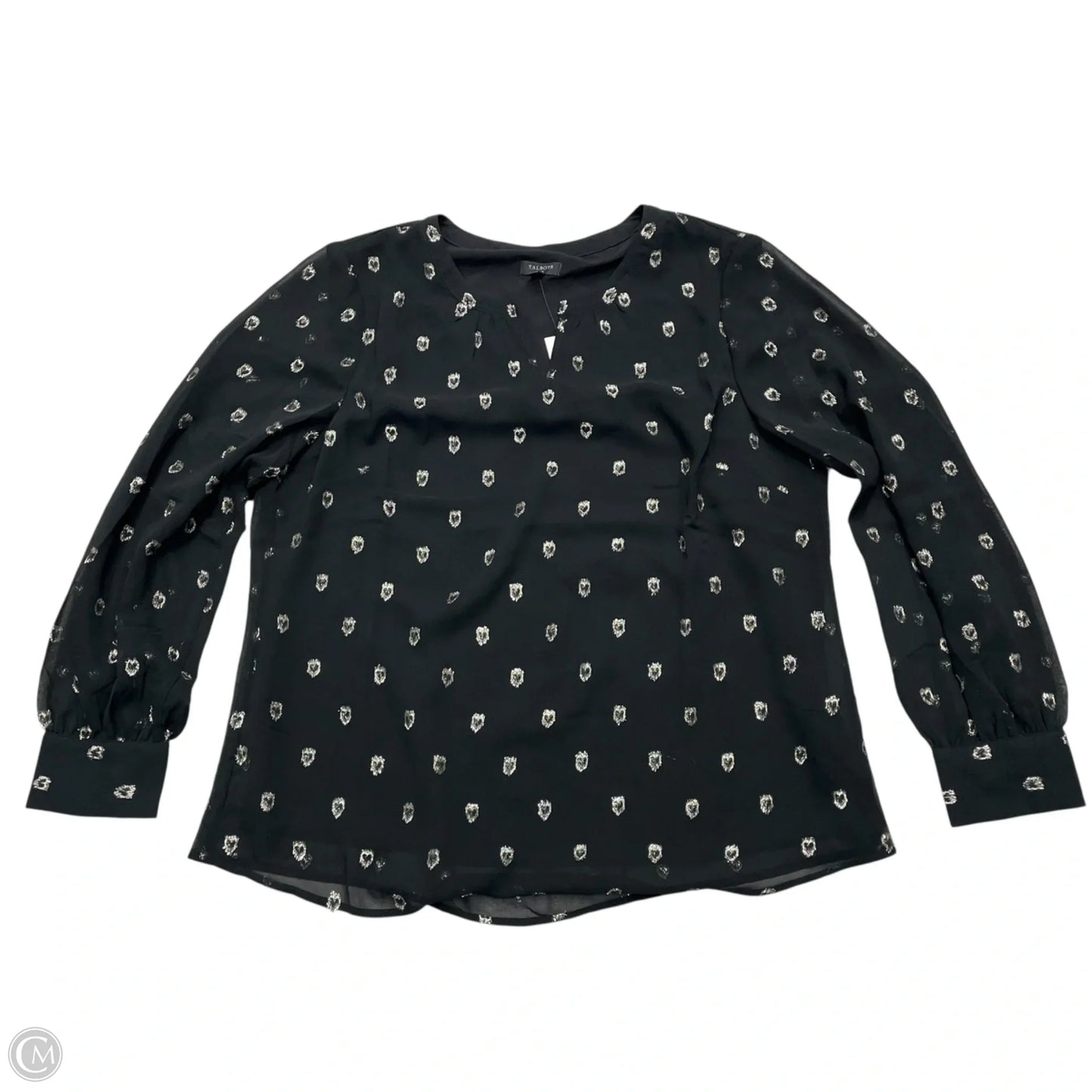 Blouse Long Sleeve By Talbots In Black & Silver, Size: Lp