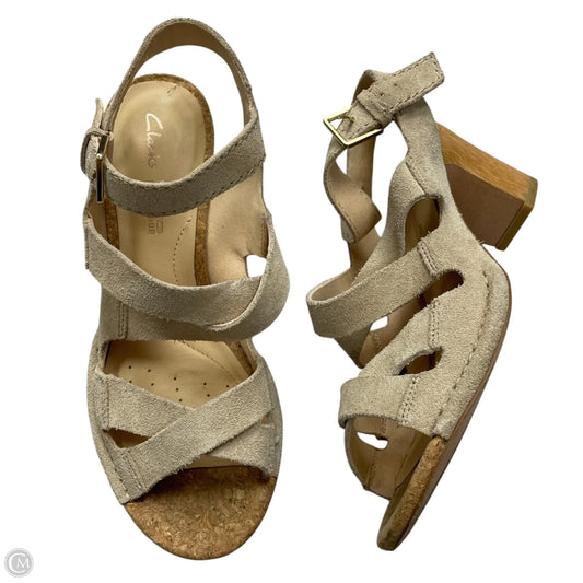 Sandals Heels Block By Clarks In Taupe, Size: 7.5
