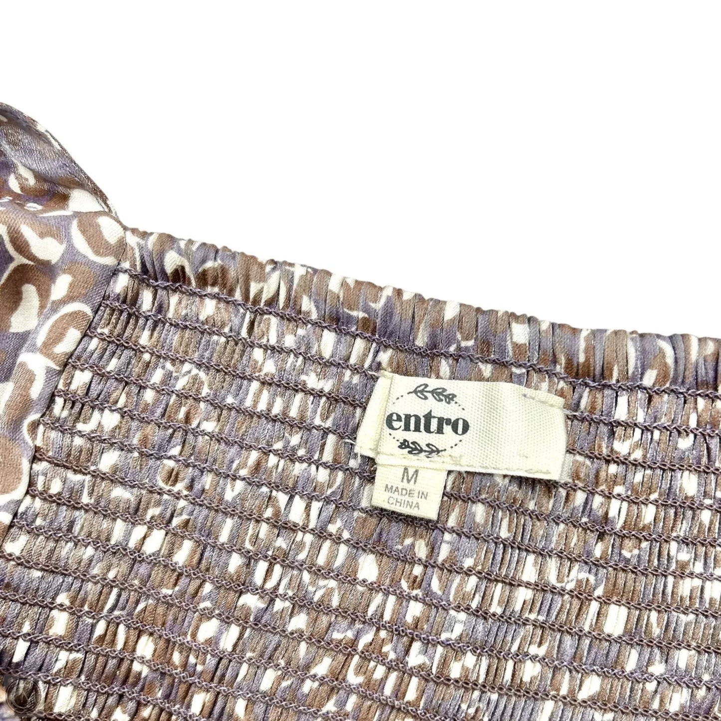 Blouse Long Sleeve By Entro In Blue & Brown, Size: M