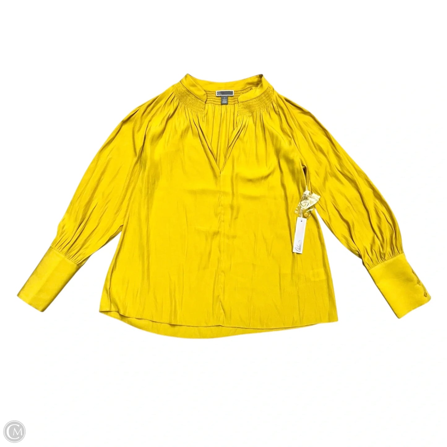 Blouse Long Sleeve By Chelsea 28 In Yellow, Size: Xs