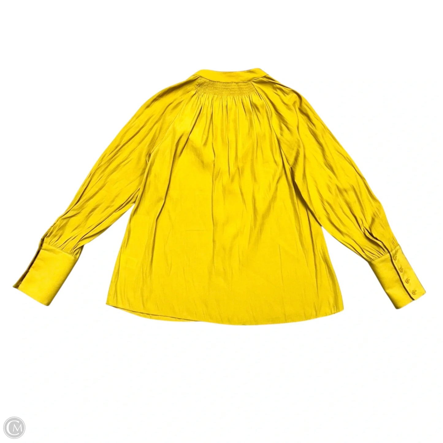 Blouse Long Sleeve By Chelsea 28 In Yellow, Size: Xs