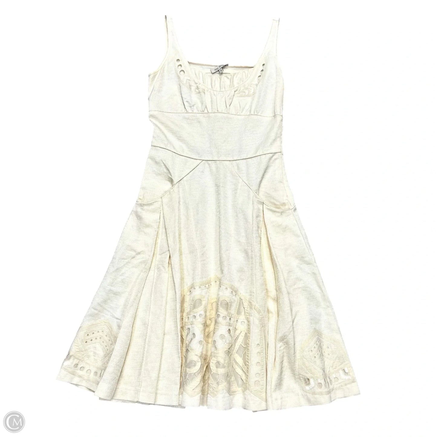Dress Designer By Zac Posen In Cream, Size: S