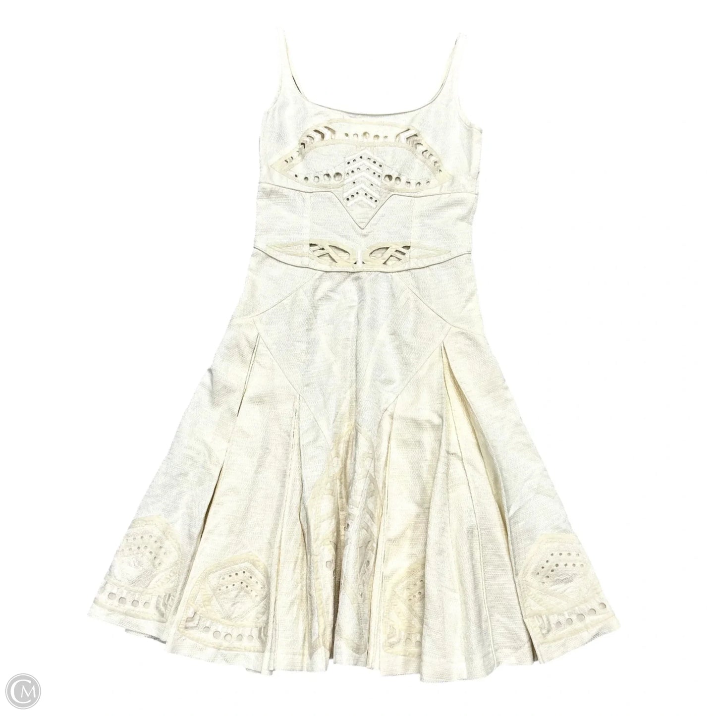 Dress Designer By Zac Posen In Cream, Size: S