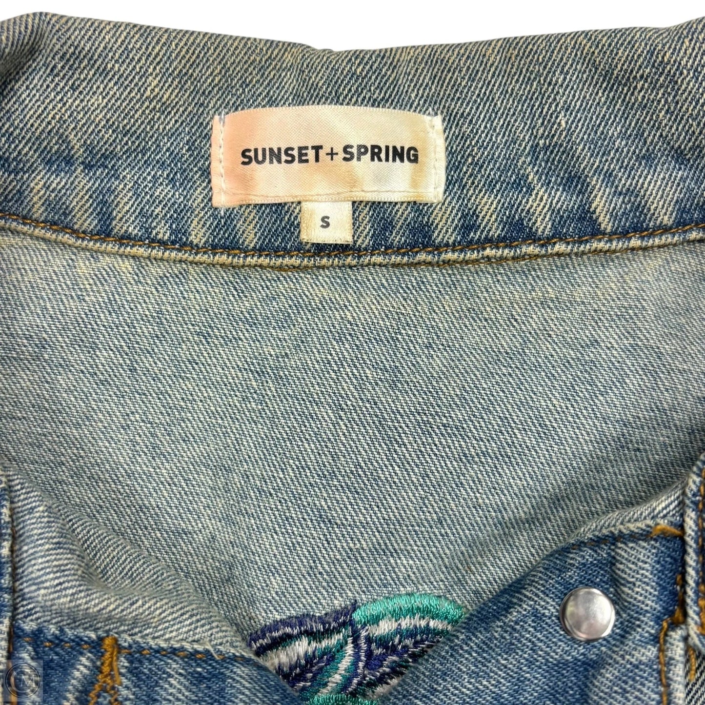 Jacket Denim By Sunset + Spring In Blue Denim, Size: S