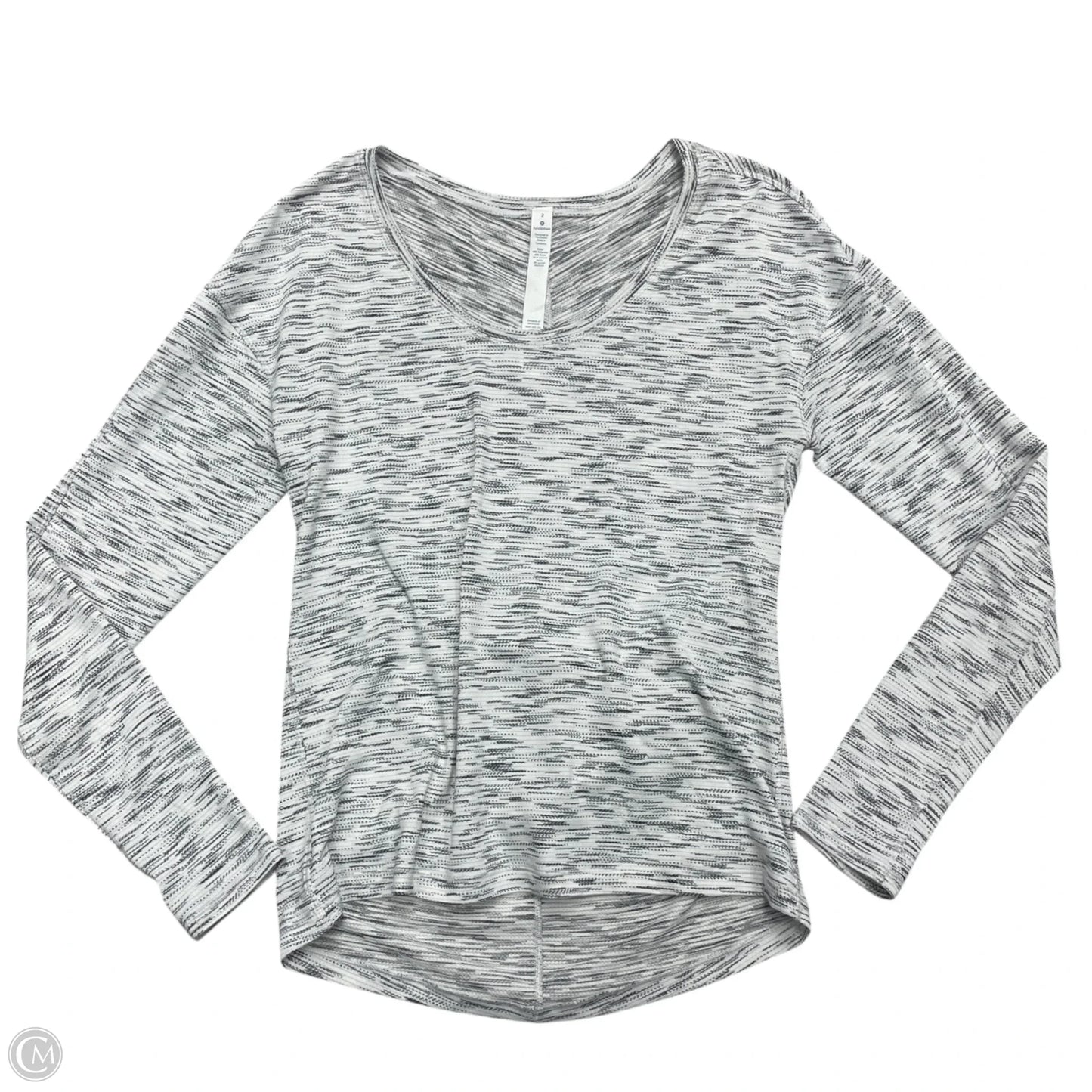 Athletic Top Long Sleeve Collar By Lululemon In Grey & White, Size: Xs