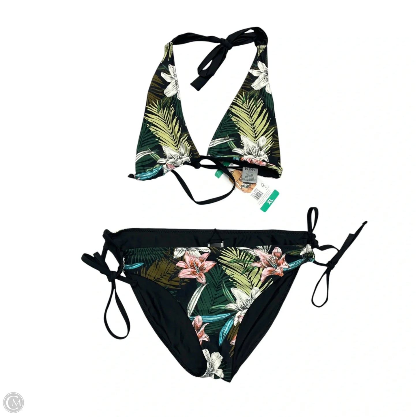 Swimsuit 2pc By Hurley In Black & Green, Size: Xl